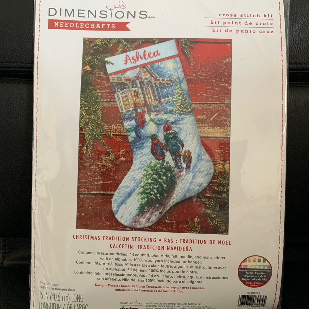 Set of three crossstitch stocking kits